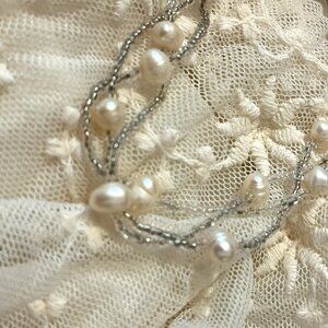 Freshwater Pearl & Silver Beaded Bracelet – Magnetic Clasp 💫